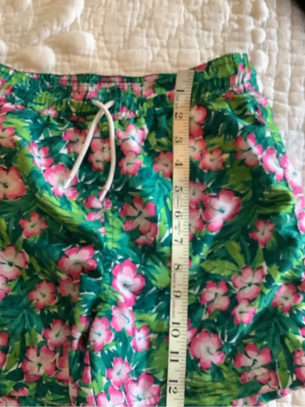 Janie and Jack Boys Tropical Floral Swim Trunks - Pink & Green
